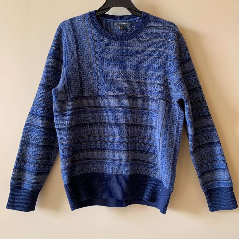 NWT Banana Republic Men's Modern Fair Crewneck Sweater Elbow Patch SZ M $98.50